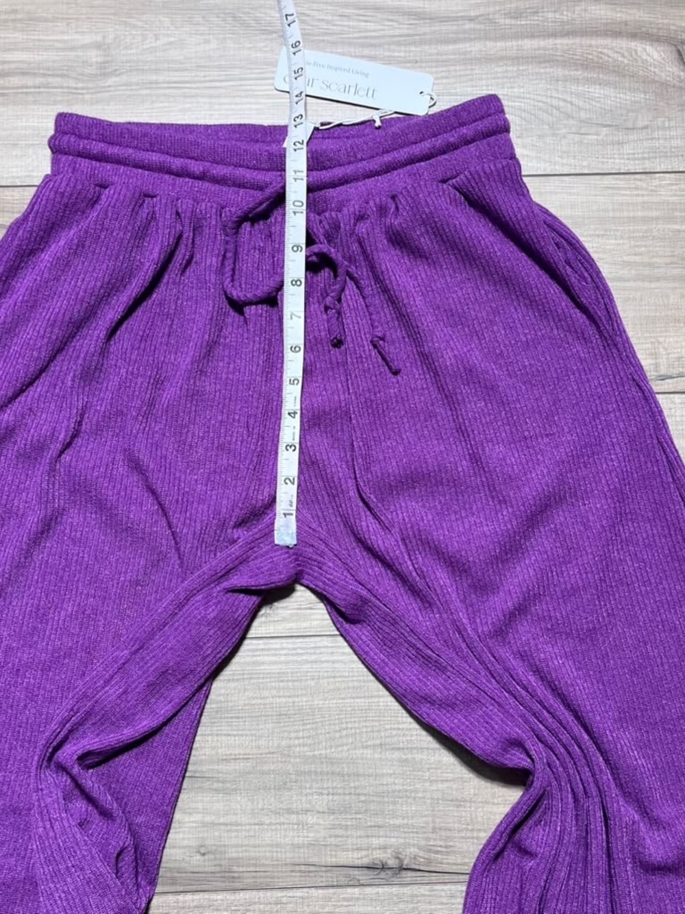 Dear Scarlett Womens Wide Leg Ribbed Pull On Pants Size Large Purple - Picture 6 of 12